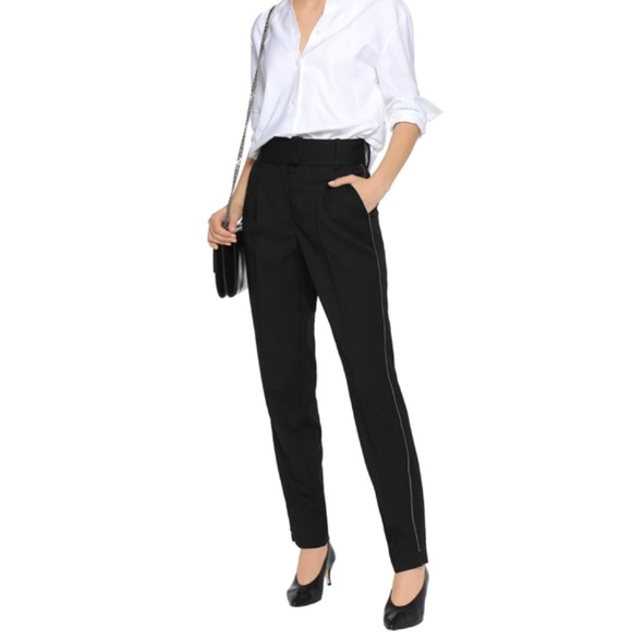Maje Pants - NWT Maje Zip Embellished Wool Straight Leg Pant